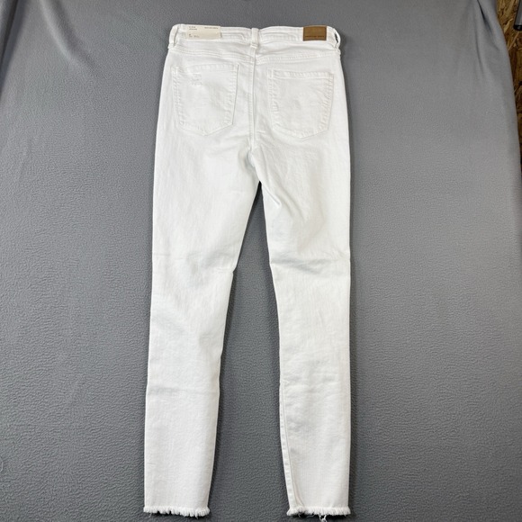 American Eagle Hi-Rise Jeggings Womens Jeans 6 White Next Level Stretch Raw Hem - Picture 7 of 10